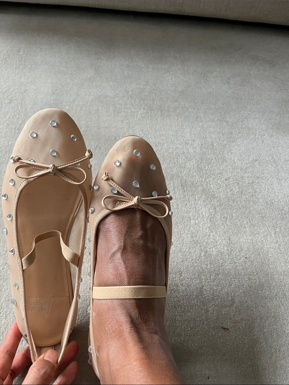 Jeffrey Campbell Nude Embellished Ballet Flats with Bow - Picture 5 of 5